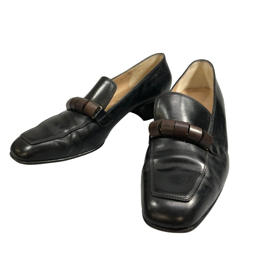 サルバトーレ フェラガモ ウッドビットローファー ブラック レディース サイズ7C Salvatore Ferragamo 約24.0cm【AFC47】