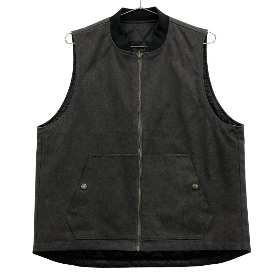 美品◆バーンズアウトフィッターズ ベスト ダックベスト リバーシブル メンズ サイズM グレー ブラック系 BARNS OUT FITTERS 【AFB28】