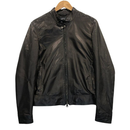 美品◆エンメティ レザージャケット シングル ライダース ラムスキン メンズ ブラック サイズ 44 EMMETI 【AFG1】