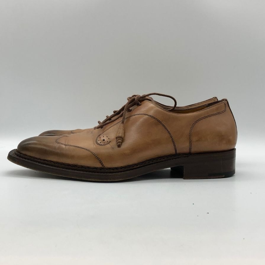 サントーニ ウイングチップ 6389 カーフ グッドイヤーアルタッコ製法 ライトブラウン サイズUK5.5 メンズ Santoni 約24.5cm【AFC46】