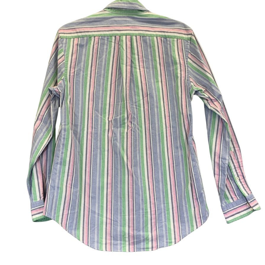 中古◆ポロ ラルフローレン ボタンダウンシャツ 90S ストライプ ブルー メンズ サイズM Polo Ralph Lauren 【AFB4】