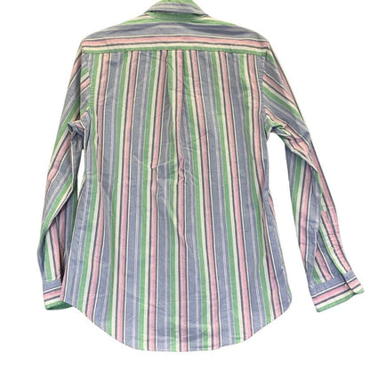 中古◆ポロ ラルフローレン ボタンダウンシャツ 90S ストライプ ブルー メンズ サイズM Polo Ralph Lauren 【AFB4】