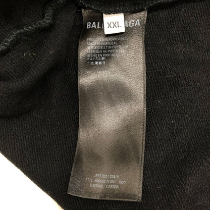 美品◆バレンシアガ プルオーバー パーカー  600583 21AW フロントロゴ ブラック サイズ XXL BALENCIAGA 【AFB28】
