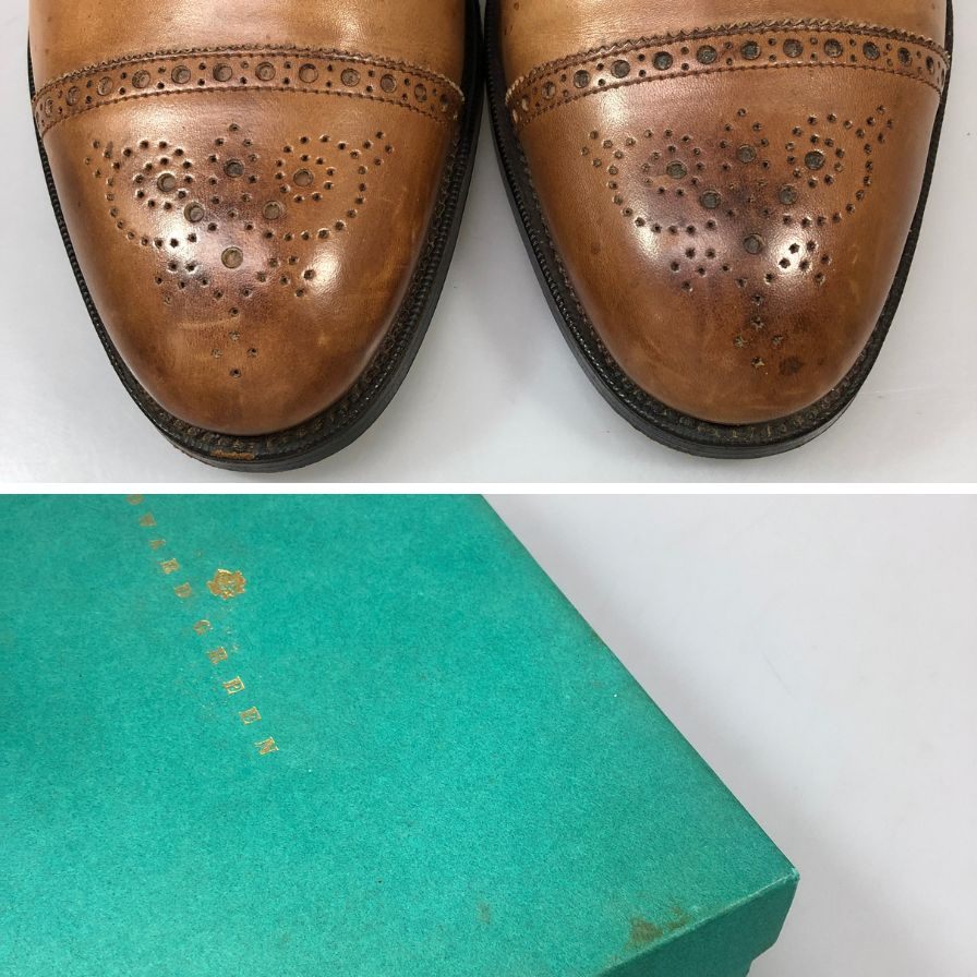 エドワードグリーン カーディフ セミブローグ ダービー ブラウン サイズUK8 EDWARD GREEN ビジネスシューズ 約26.0cm【LA】【中古】