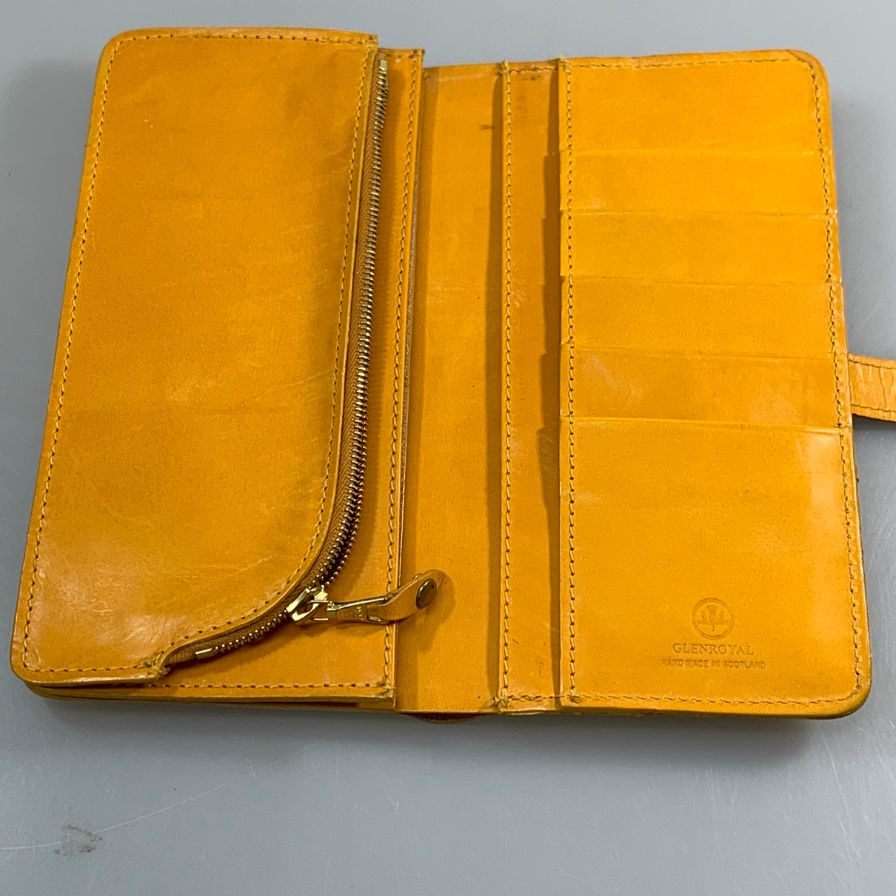 グレンロイヤル 長財布 二つ折り財布 フラップボタン コードバン オレンジ系 GLENROYAL【AFI7】