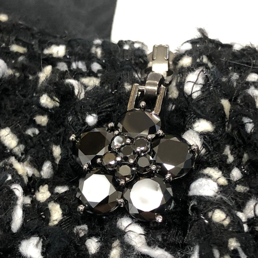 美品◆ルネ 半袖ワンピース TISSUE製ツイード レディース サイズ38 ブラック Rene 【AFB3】