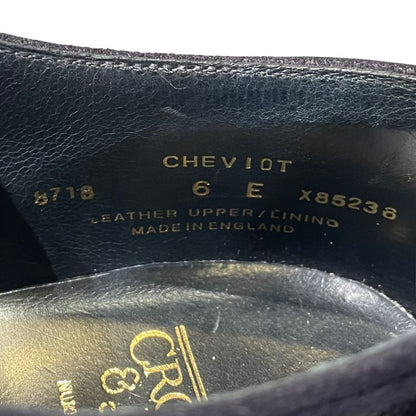 クロケット&ジョーンズ レザーシューズ フルブローグ チェビオット スエード ブラック ホワイト サイズ6E メンズ  CROCKETT&JONES CHEVIOT ビジネスシューズ 約25.0cm【LA】【中古】