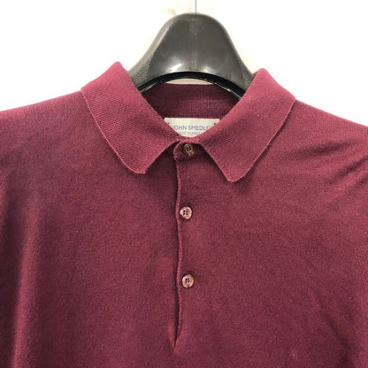 美品◆ジョンスメドレー ニットポロ 半袖 バーカンディ エンジ サイズS JOHN SMEDLEY 【AFB51】