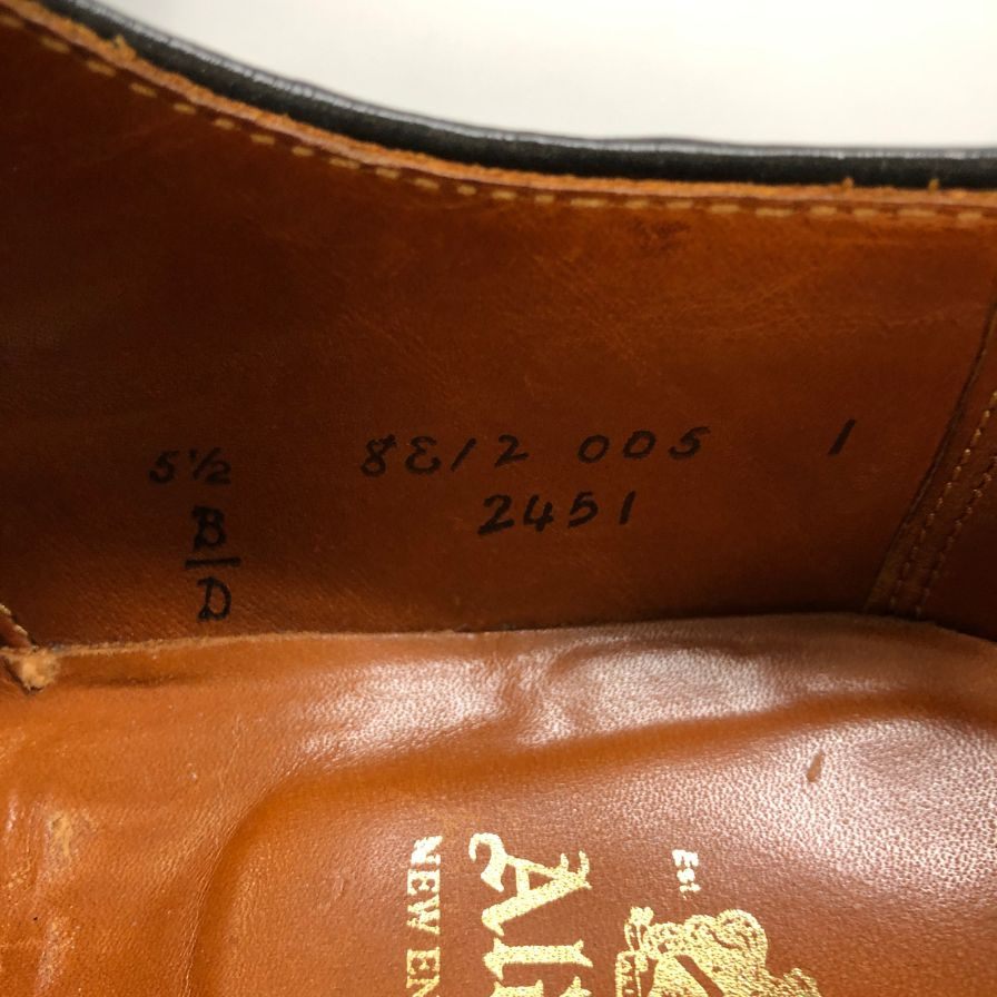 オールデン レザーシューズ 2451 Uチップ コードバン メンズ 5ハーフ 黒 Alden ビジネスシューズ 約23.5cm【LA】【中古】