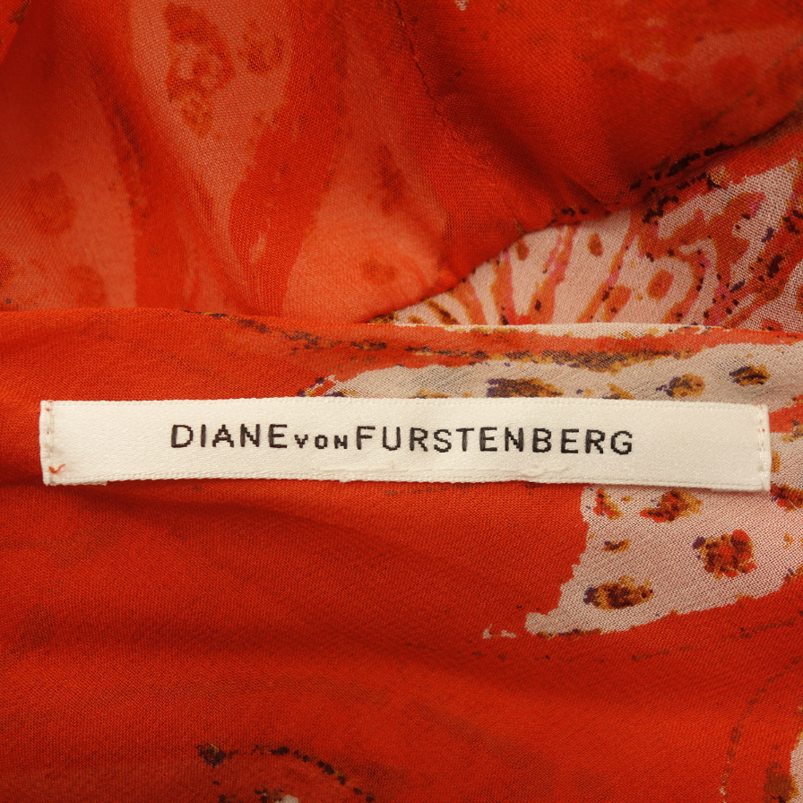 品相良好◆Diane von Furstenberg 连衣裙花卉图案丝绸橙色 DIANE von Furstenberg 女式 [AFA7] 