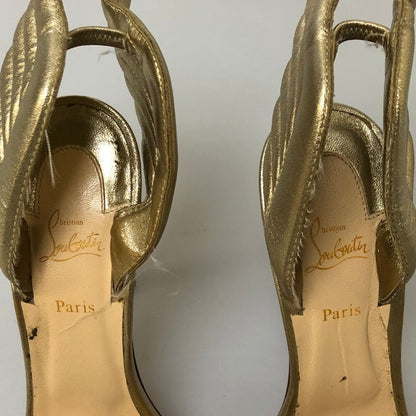 クリスチャンルブタン ヒールパンプス ハイヒール サンダル 羽 ゴールド系 サイズ37 レディース Christian Louboutin 約24.0cm【AFC29】