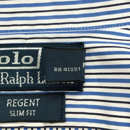 美品◆ポロ ラルフローレン 長袖シャツ 胸刺繍 ストライプ メンズ サイズ14 1/2 POLO RALPH LAUREN 【AFB17】