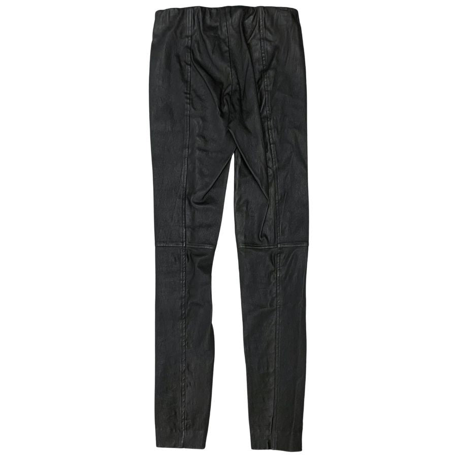 ポロ ラルフローレン レザー パンツ レギンスタイプ ウエストゴム レディース ラムスキン 裾ジップ サイズS ブラック Polo Ralph Lauren 【AFB10】