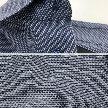 極美品◆エンポリオ アルマーニ シャツ 長袖 コットン 総柄 メンズ ネイビー サイズ41 EMPORIO ARMANI 【AFB14】
