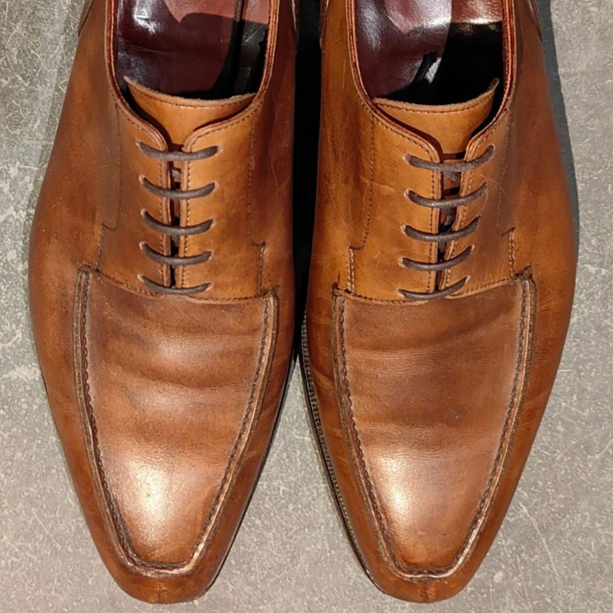 クロケット＆ジョーンズ レザーシューズ クラレンドン Uチップ カーフ ブラウン サイズUK7E CROCKETT&JONES ビジネスシューズ 約25.5cm【LA】【中古】