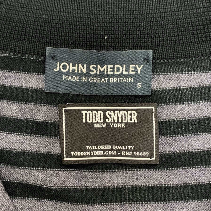 中古◆ジョンスメドレー×トッドスナイダー ニットポロ ブラック×グレー サイズS JOHN SMEDLEY×TODD SNYDER 【AFB19】