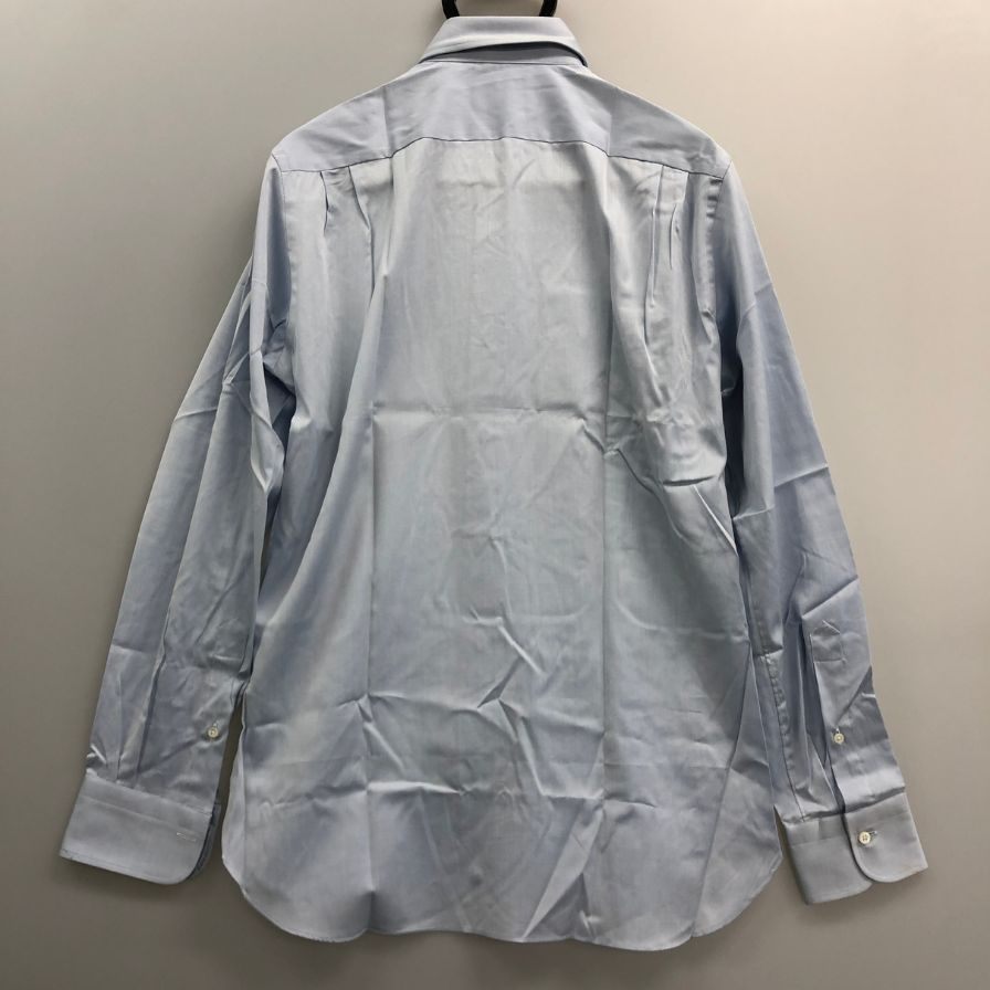 新品同様◆エルメネジルドゼニア 長袖ドレスシャツ ブルー サイズ39/15.5 メンズ Ermenegildo Zegna 【AFB33】