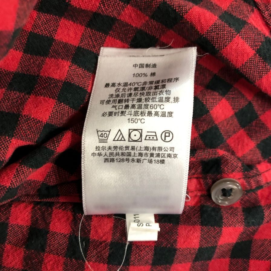 美品◆ポロ ラルフローレン 長袖シャツ チェック スナップボタン レッド サイズM メンズ POLO RALPH LAUREN 【AFB12】