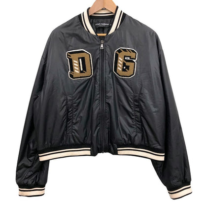 美品◆ドルチェ&ガッバーナ ナイロンブルゾン ロゴワッペン ブラック レディース サイズ42 DOLCE & GABBANA 【AFB13】