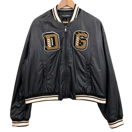 美品◆ドルチェ&ガッバーナ ナイロンブルゾン ロゴワッペン ブラック レディース サイズ42 DOLCE & GABBANA 【AFB13】