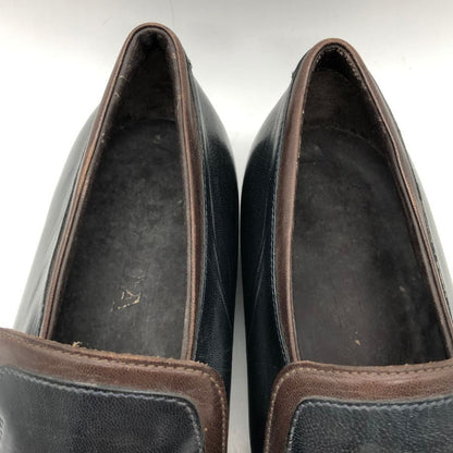 プラダ レザーシューズ シングル モンク サイドゴア バイカラー ネイビー ブラウン サイズ6.5 PRADA 約25.5cm【PTM3】