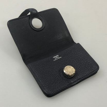 エルメス カードケース ドゴン グレインレザー メンズ ネイビー×シルバー金具 HERMES【AFI19】