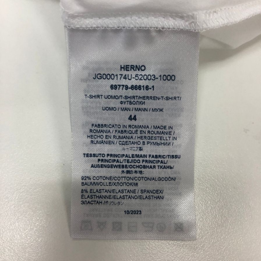 美品◆ヘルノ クルーネック コットン シャツ メンズ サイズ 44 ホワイト HERNO 【AFB38】