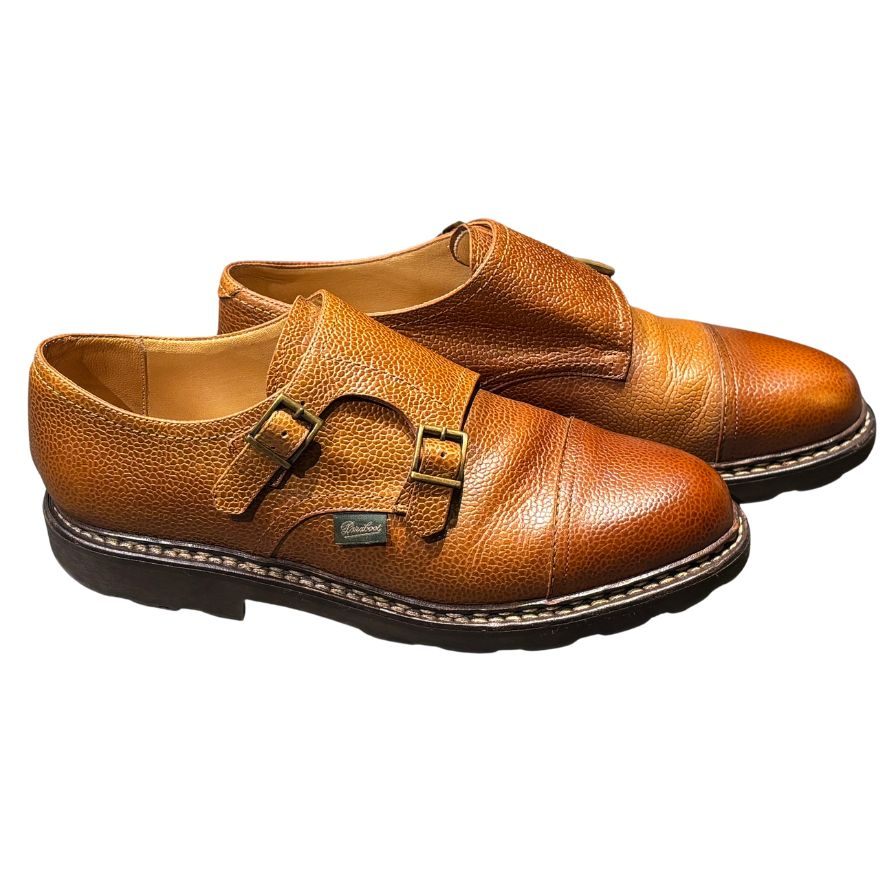 パラブーツ レザーシューズ ダブルモンクストラップ ウィリアム グレインレザー サイズUK7.5 ブラウン Paraboot WILLIAM ビジネスシューズ 約26.0cm【LA】【中古】