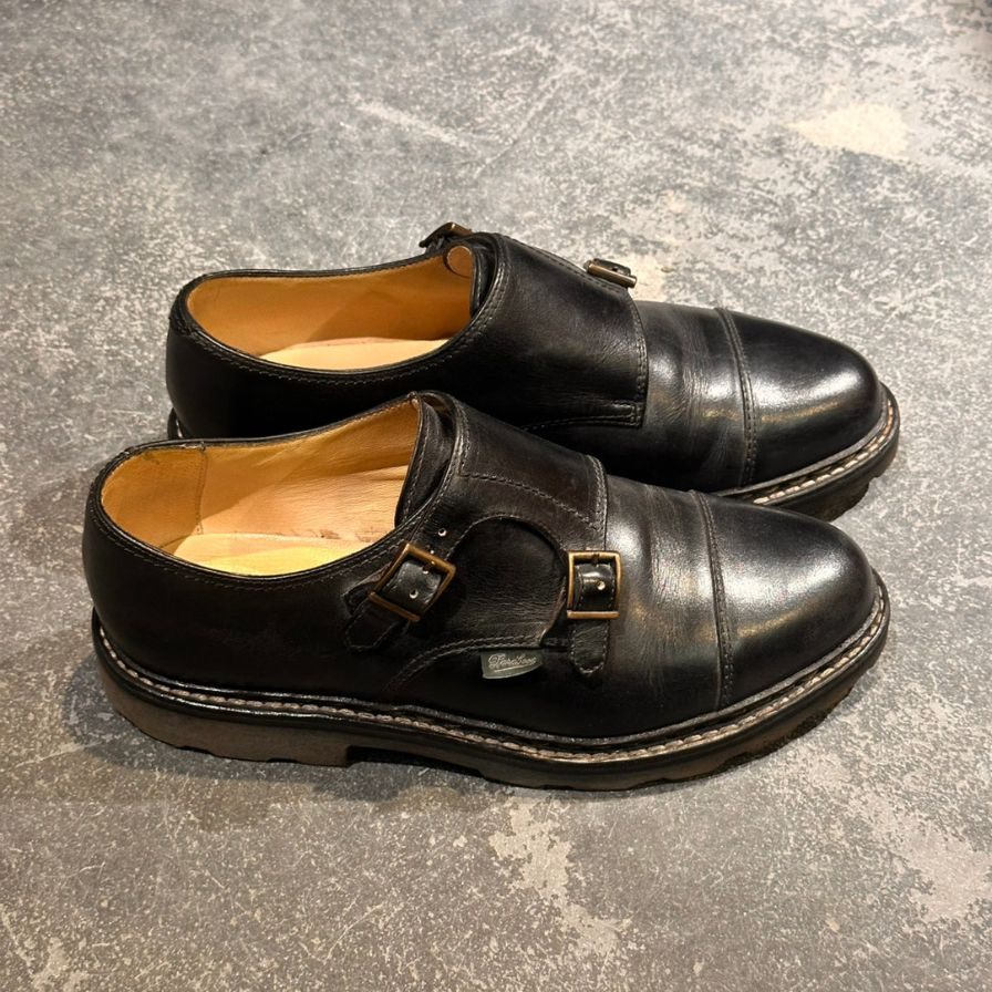 パラブーツ ウィリアム レザーシューズ ダブルモンク ブラック サイズUK7 PARABOOT ビジネスシューズ 約25.5cm【LA】【中古】