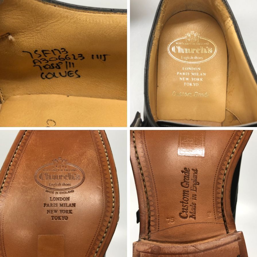 チャーチ レザーシューズ サイズ7.5 メンズ ブラック Church's COWES ビジネスシューズ 約26.0cm【LA】【中古】