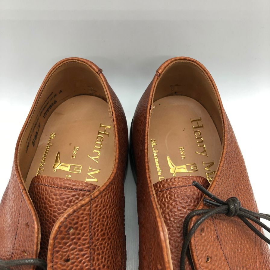 ヘンリー マクスウェル レザーシューズ グレインレザー プレーントゥ ブラウン メンズ サイズUK60F Henry Maxwell 約24.5cm【AFD14】