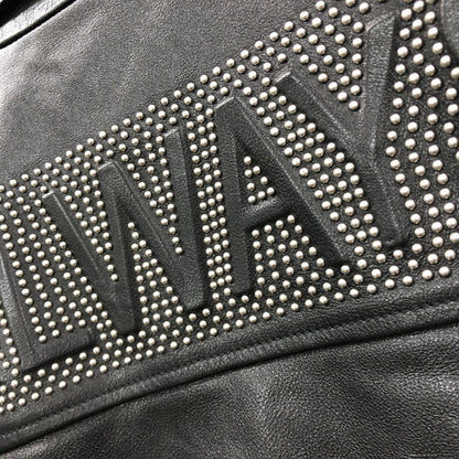 極美品◆ヴァレンティノ レザージャケット スタッズ ALWAYS ブラック カウレザー メンズ サイズI48 VALENTINO 【AFG1】