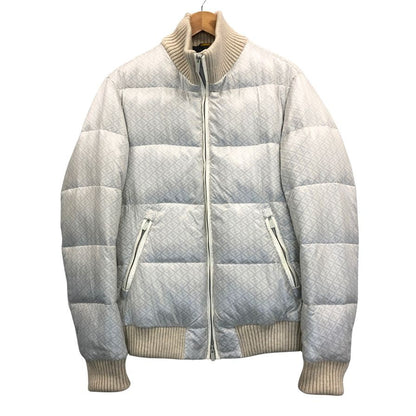 美品◆フェンディ ダウンブルゾン ズッカ柄  襟 袖 裾リブ メンズ サイズ48 ホワイト FENDI 【AFA22】