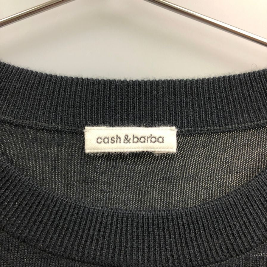 新品同様◆キャッシュ＆バルバ カーディガン ウーステッドカシミヤ 150 ブラック メンズ サイズ2 IMWSW001 Cash&Barba 【AFB17】