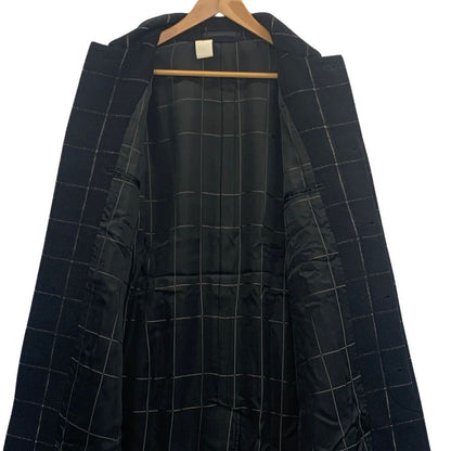 美品◆エヌハリウッド チェック柄 ウールコート ダークネイビー サイズ40 メンズ N.HOLLYWOOD 【AFA3】