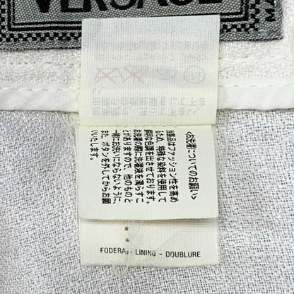 ジャンニ ヴェルサーチ スラックス タック入 リネン ワイドトラウザー パンツ 古着 ホワイト メンズ サイズ48 GIANNI VERSACE 【AFB1】