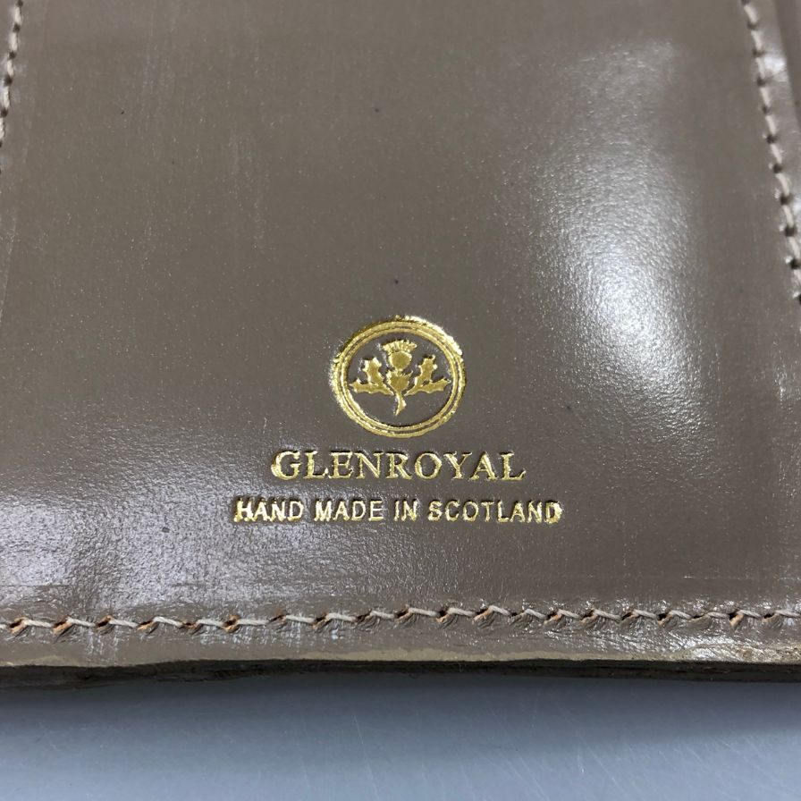 グレンロイヤル 長財布 二つ折り財布 フラップボタン ブライドルレザー グレー系 ゴールド金具 GLENROYAL【AFB54】