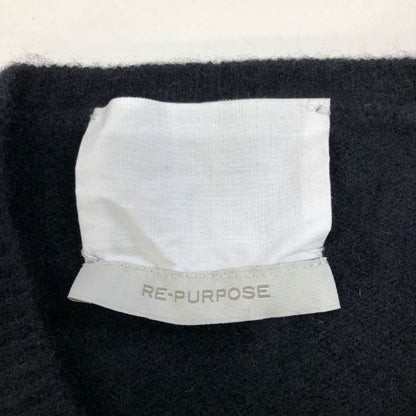 極美品◆リパーパス ニット クルーネック ウール メンズ ブラック サイズF RE-PURPOSE 【AFB34】
