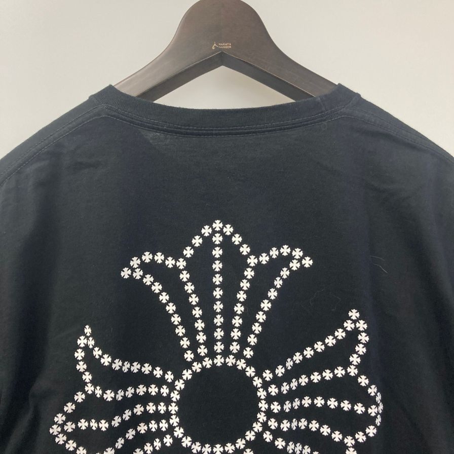 美品◆クロムハーツ Tシャツ ポケットT 胸元ロゴ バックプリント クロス  ブラック サイズL メンズ CHROME HEARTS 【AFB4】