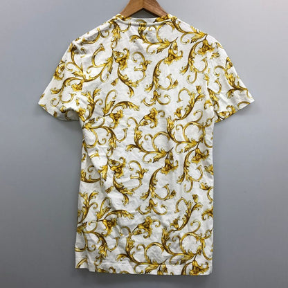 美品◆ヴェルサーチェ 半袖Tシャツ 総柄 ホワイト レディース サイズXS A89503S VERSACE 【AFB14】