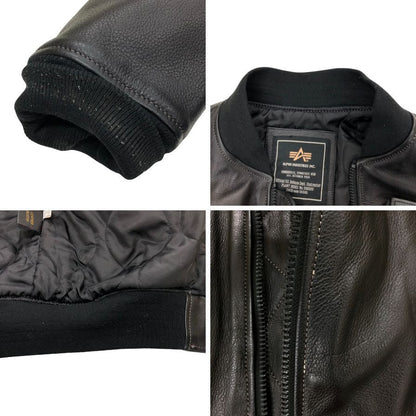 中古◆アルファ インダストリーズ レザージャケット ブラック メンズ M Alpha Industries 【AFG1】