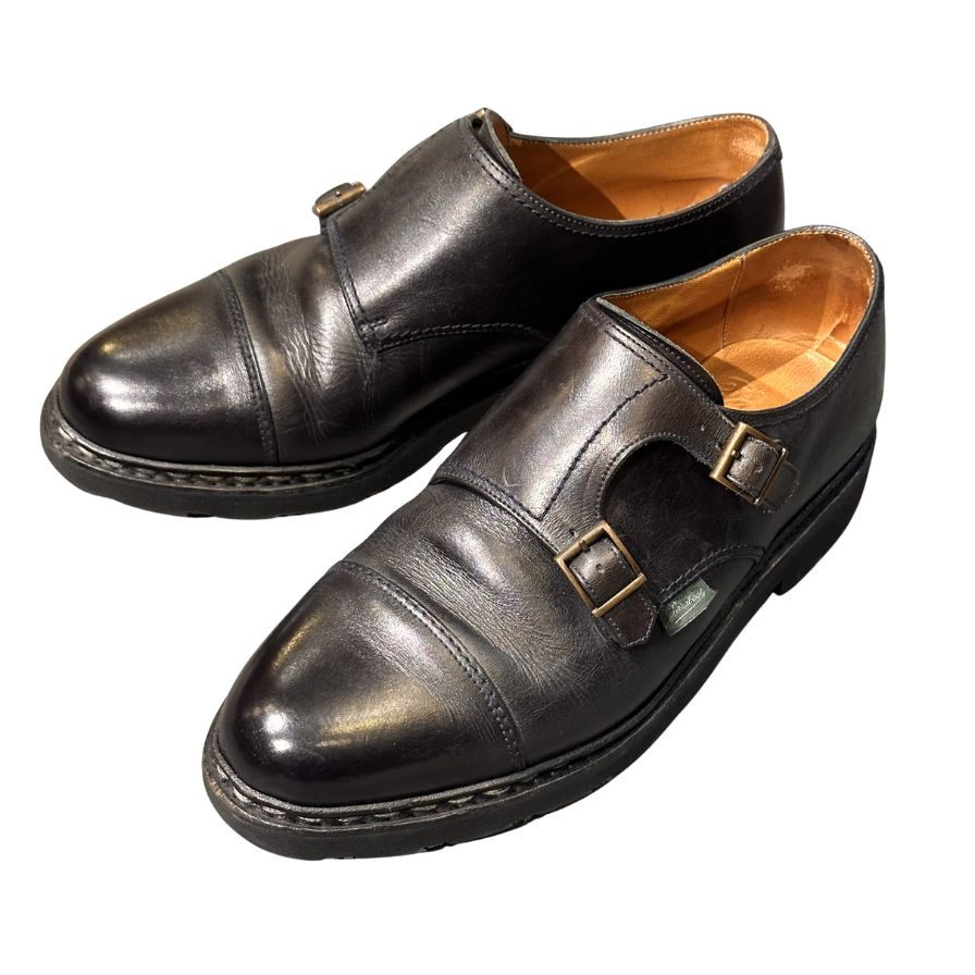 パラブーツ ウィリアム レザーシューズ ダブルモンク ダークネイビー サイズUK7 メンズ PARABOOT ビジネスシューズ 約25.5cm【LA】【中古】