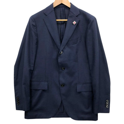 美品◆ラルディーニ テーラードジャケット 段返り3B サマーウール ネイビー メンズ サイズ46 LARDINI 【AFB26】