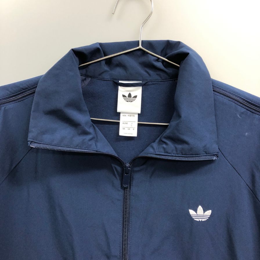 極美品◆アディダス ジャケット スリーストライプス ジップ トラックトップ ネイビー レディース サイズXL ADIDAS 【AFB29】