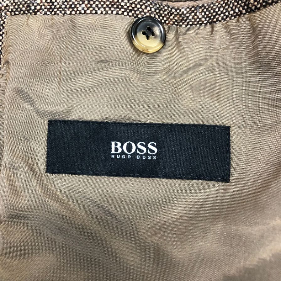 中古◆ヒューゴボス ツイードジャケット メンズ ブラウン系 サイズ48 HUGO BOSS 【AFA15】