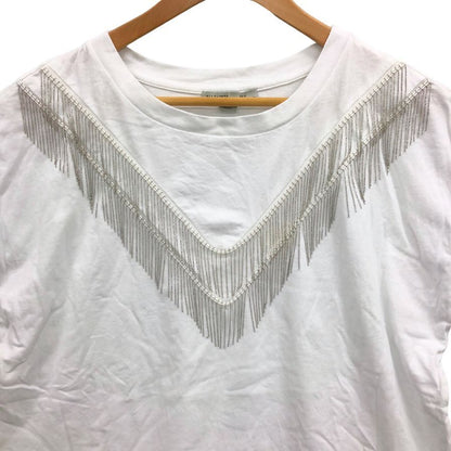 中古◆オールセインツ カットソー 半袖 シルバー フリンジ 装飾 金具 コットン Tシャツ ホワイト メンズ サイズXS ALLSAINTS 【AFB18】