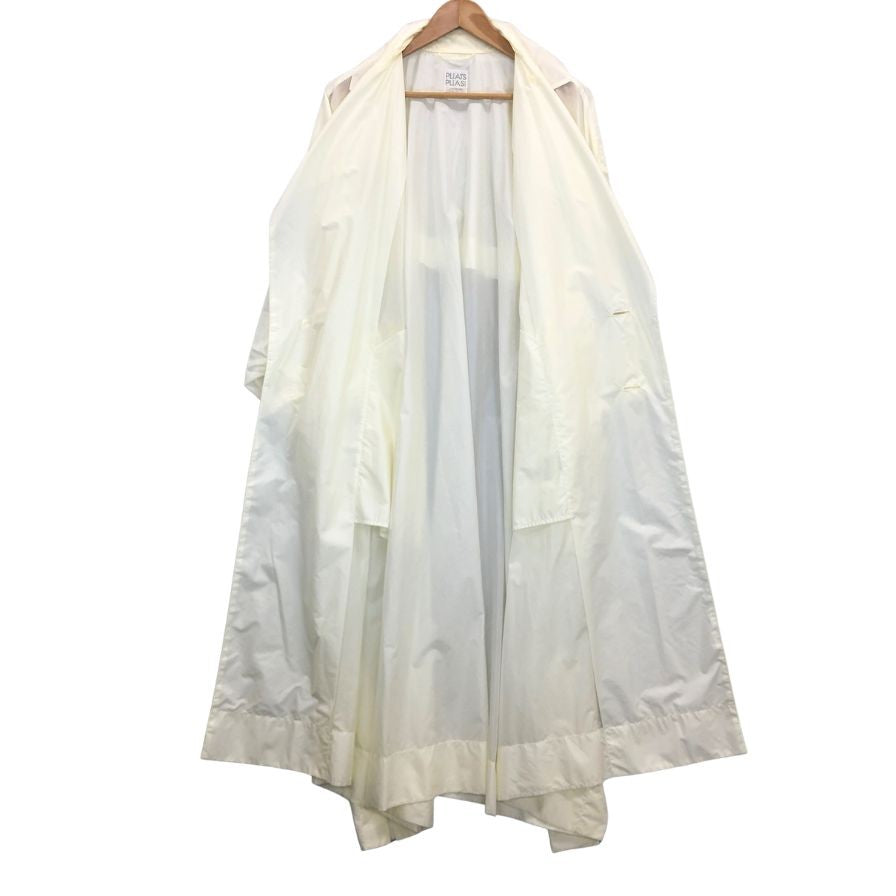 中古◆プリーツプリーズ ウィンドコート ナイロン ホワイト サイズフリー PP11-ZA961 PLEATS PLEASE ISSEY MIYAKE 【AFB19】
