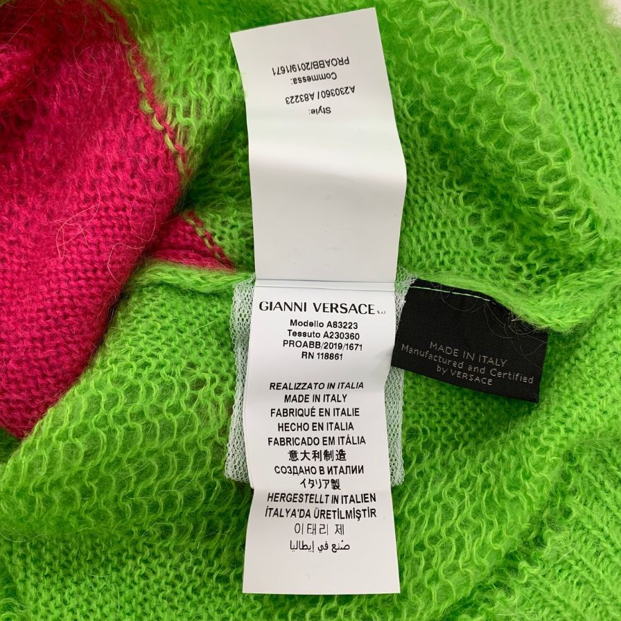 極美品◆ジャンニ ヴェルサーチ セーター モヘア混 ネオンカラー レディース サイズ42 グリーン GIANNI VERSACE 【AFB12】