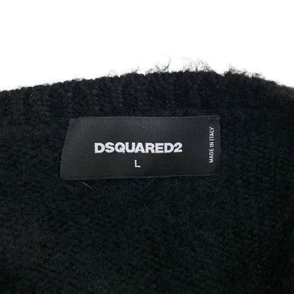 極美品◆ディースクエアード ビジューボタンジャケット コート アンゴラ レディース サイズL ブラック DSQUARED2 【AFB5】