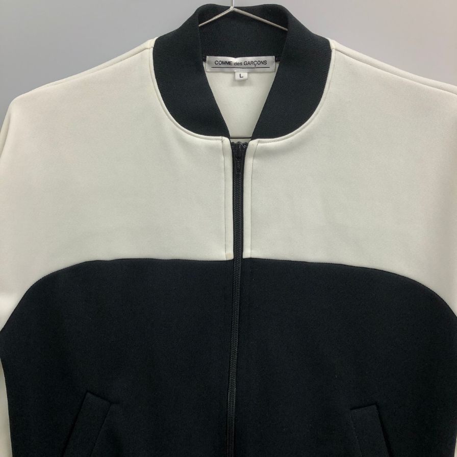 中古◆コムデギャルソン レディース ジップ ブルゾン ジャージ バイカラー OX-T021 AD2023 サイズL ブラック×ホワイト COMME des GARONS 【AFB33】